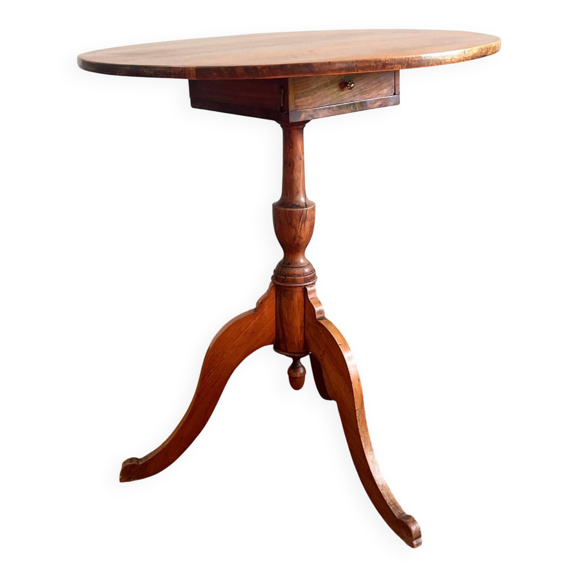 Antique guéridon with a tilting top and drawer, Louis Philippe style.