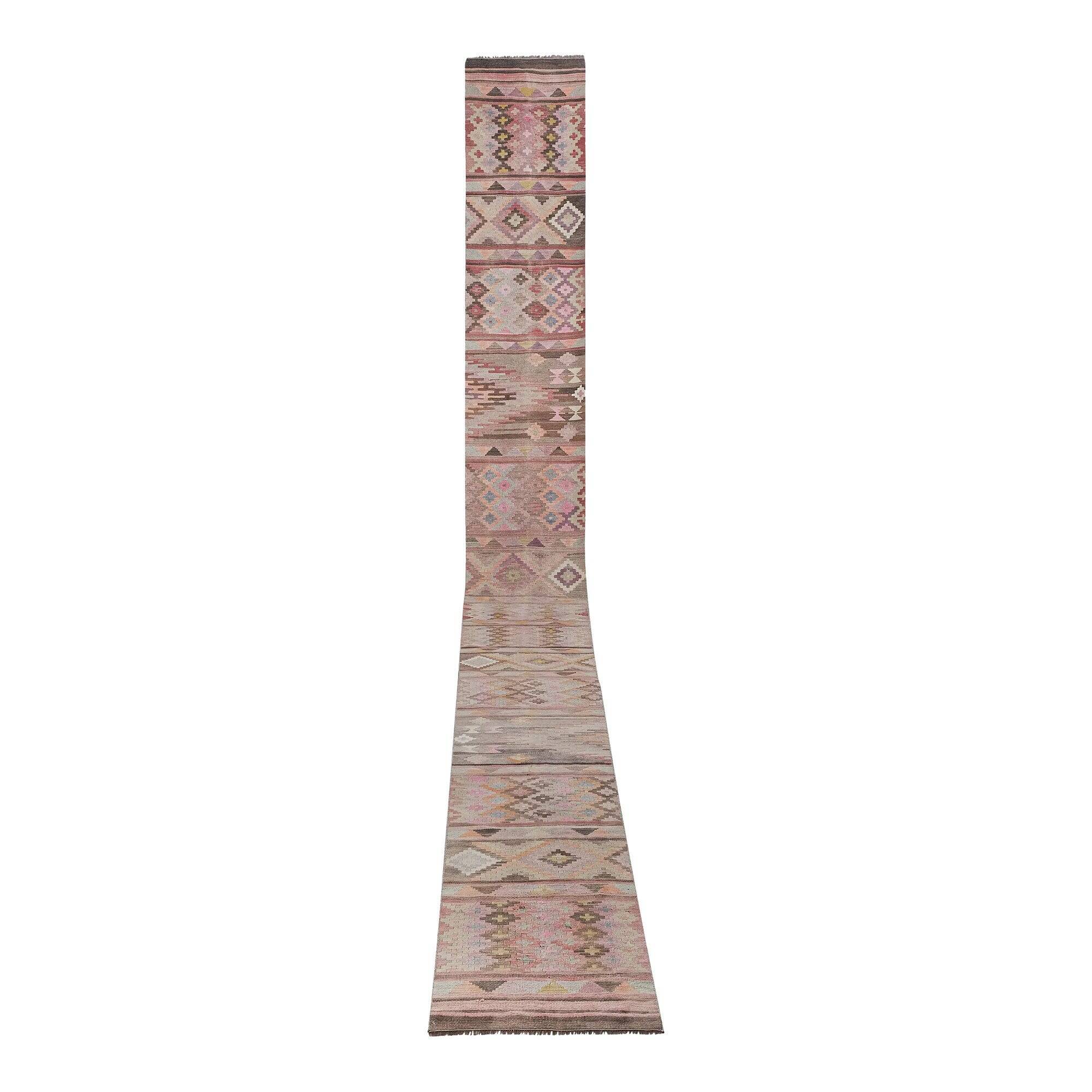 Vintage Turkish hallway rug 70x697 cm