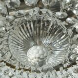 Crystal glass ceiling light plafoniere brass metal 60s hollywood regency style