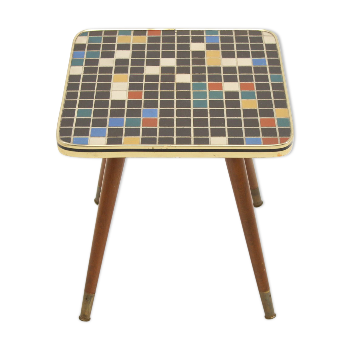 Vintage side table with mosaic tile top 4 sides