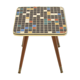 Vintage side table with mosaic tile top 4 sides