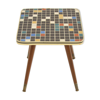 Vintage side table with mosaic tile top 4 sides