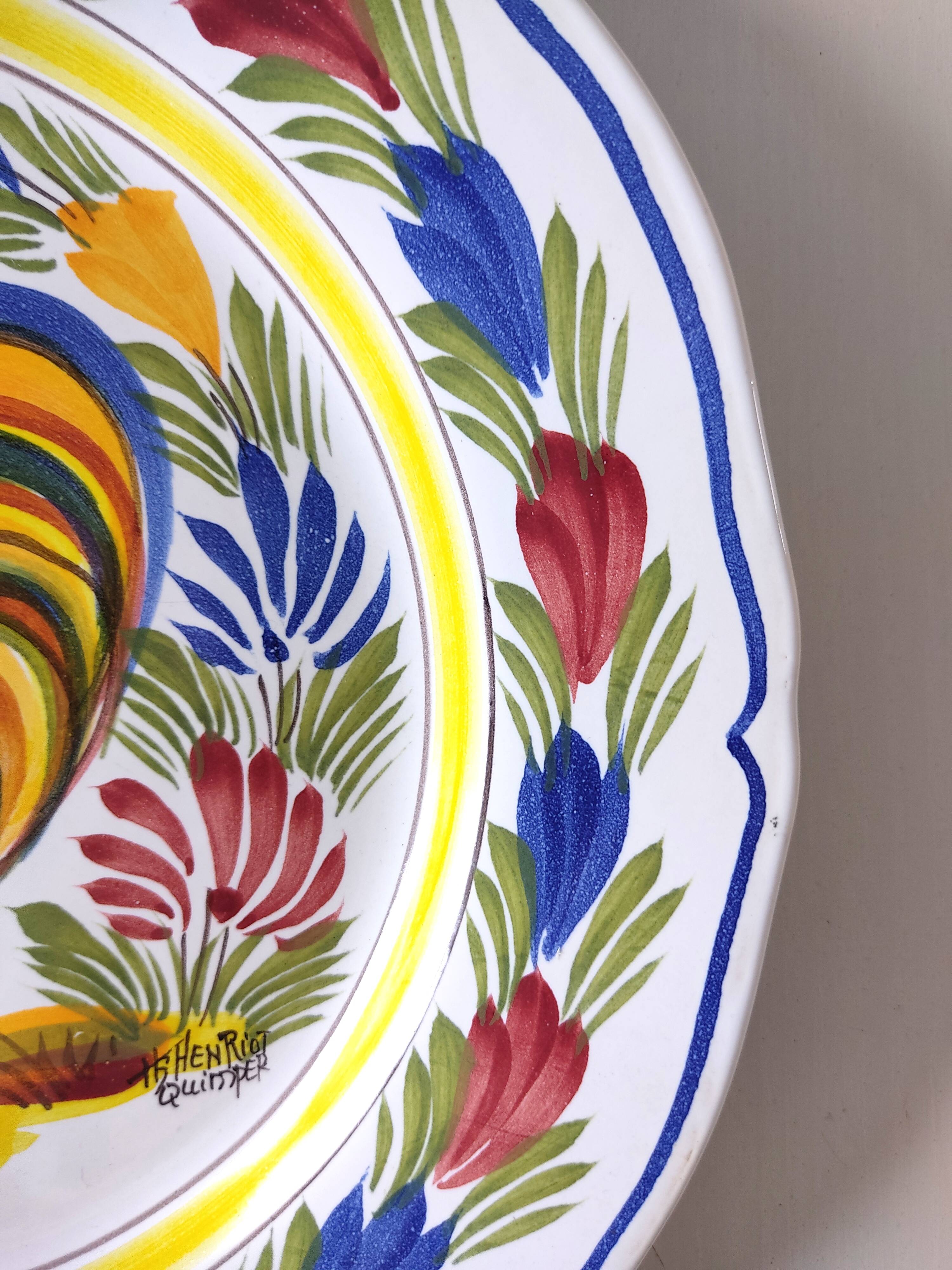 Henriot Quimper plate with rooster