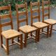 4 Vintage Farmhouse Style Solid Wood Straw Dining Chairs