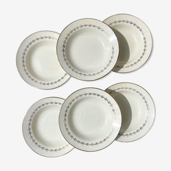 6 hollow plates opaque porcelain digoin model "suzy"