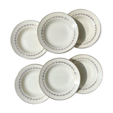 6 opaque porcelain soup plates from Digoin, "Suzy" model