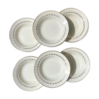 6 hollow plates opaque porcelain digoin model "suzy"