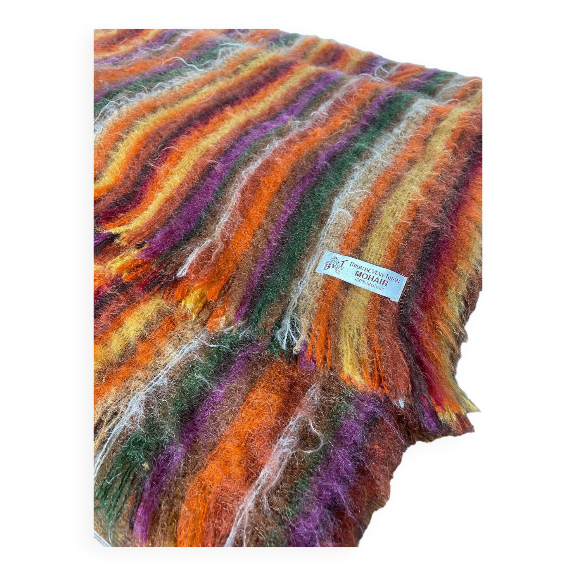Brown mohair wool blanket/throw by Vian-Tiran.