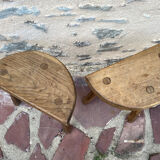 Pair of solid oak truss tripod stools