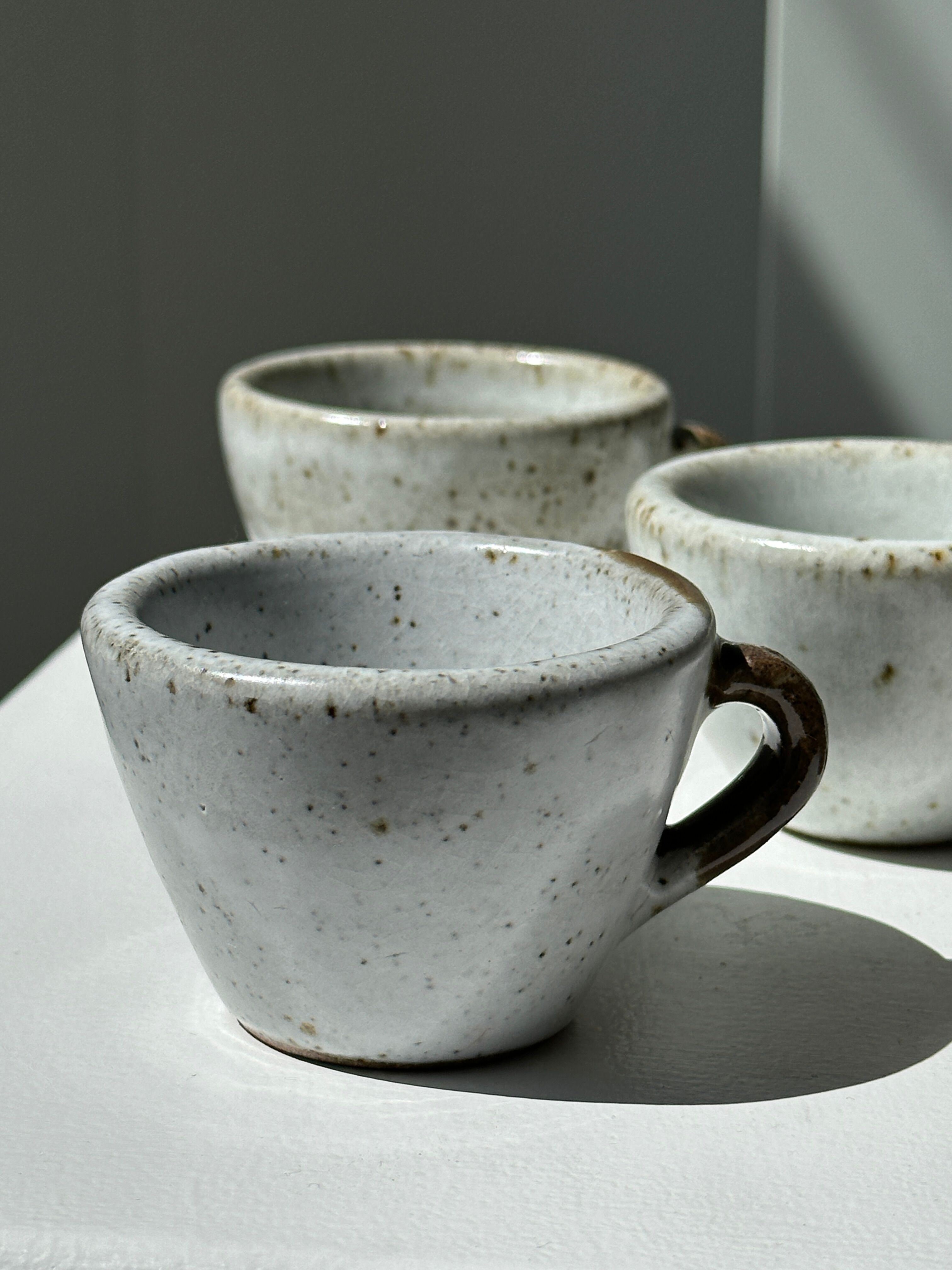 Set of 5 Indonesian ceramic handle coffee cups