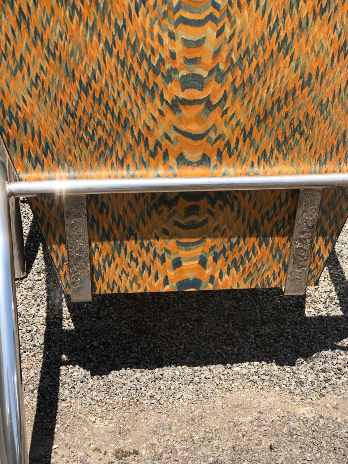 Pair of 2 atypical armchairs wood, chrome and leather vintage 1980