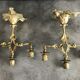 Pair of old candlesticks in bronze 3 lights rocaille style 28,5 cm