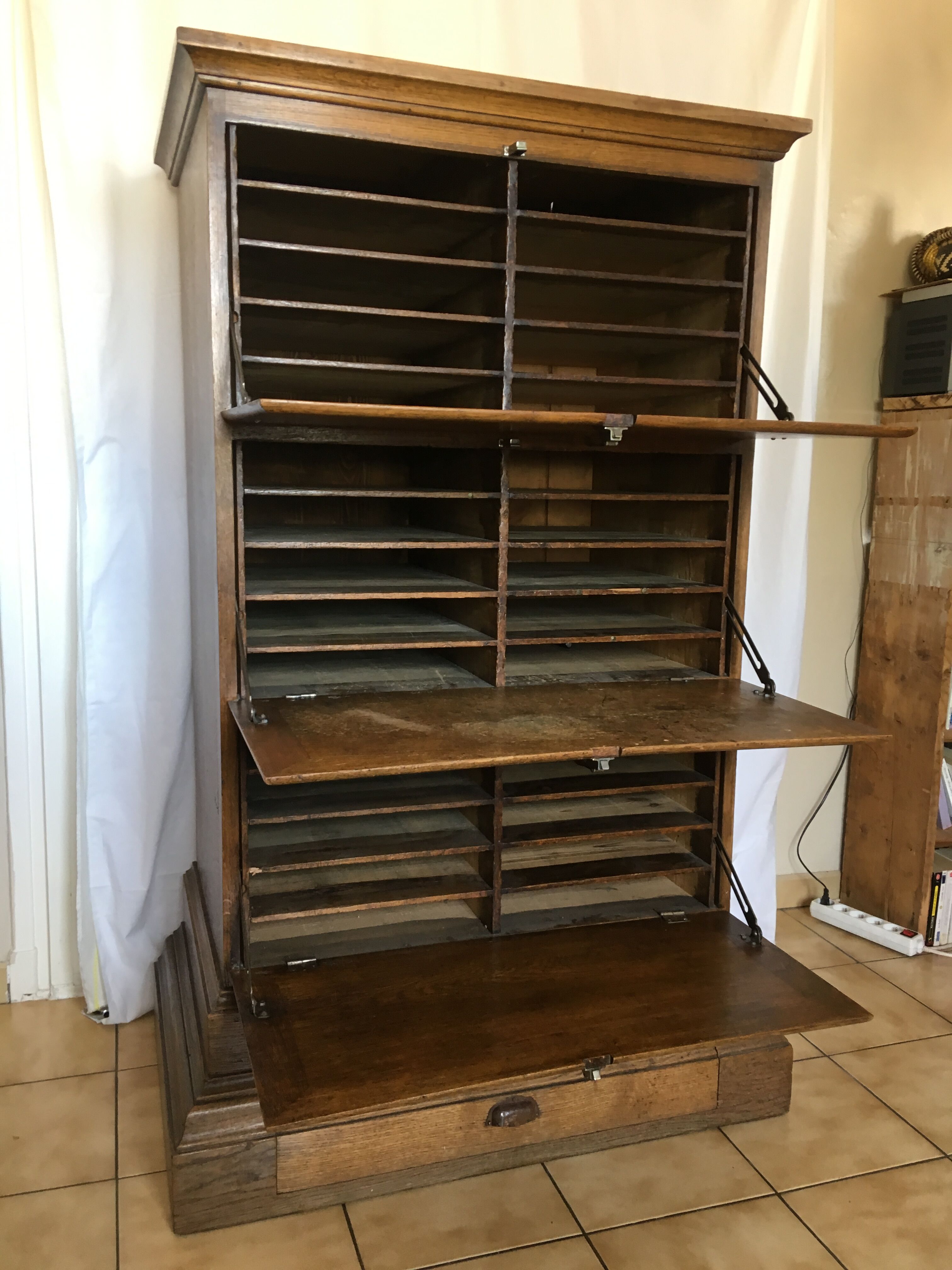 Cabinet notary scriban and lockers of oak desk