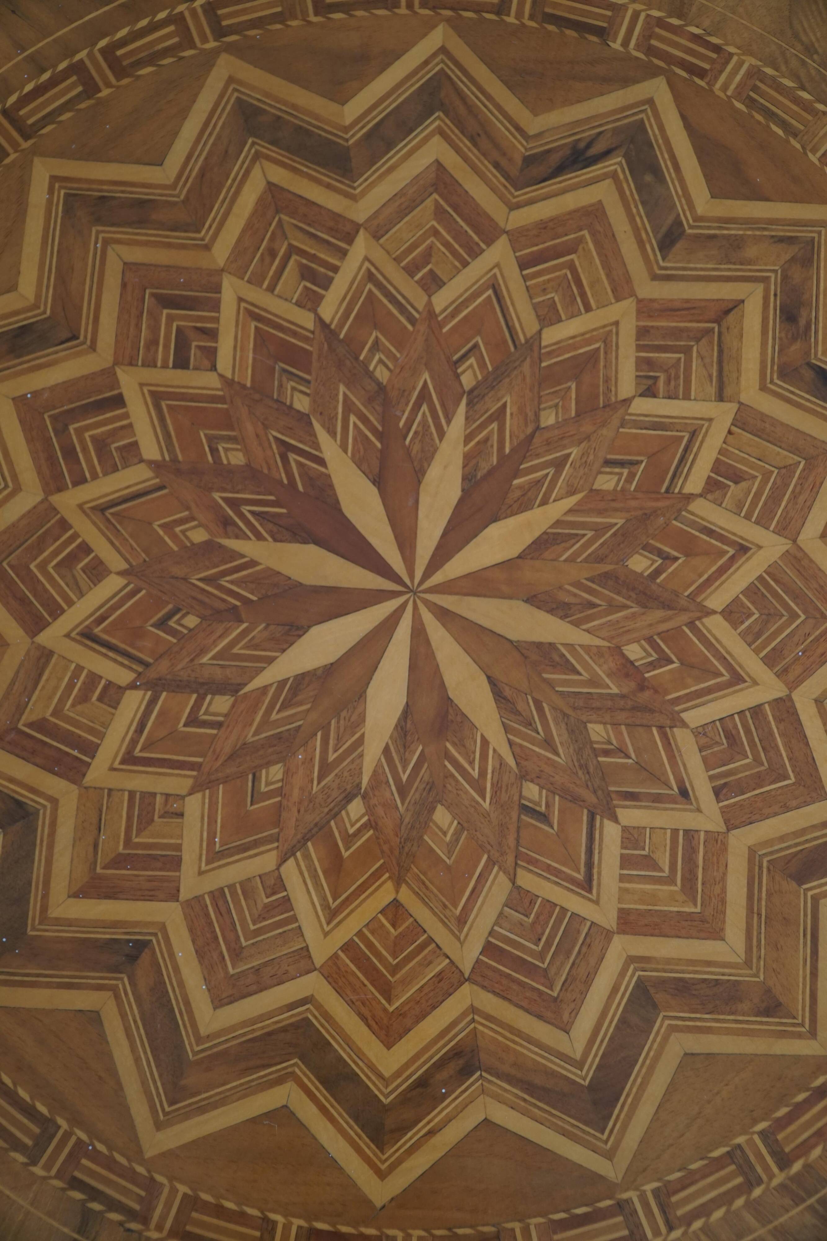 Danish Art Deco octagonal side table in birch with an inlaid top, 1940s.