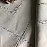 Old sheet in pure washed linen tinted in dove gray