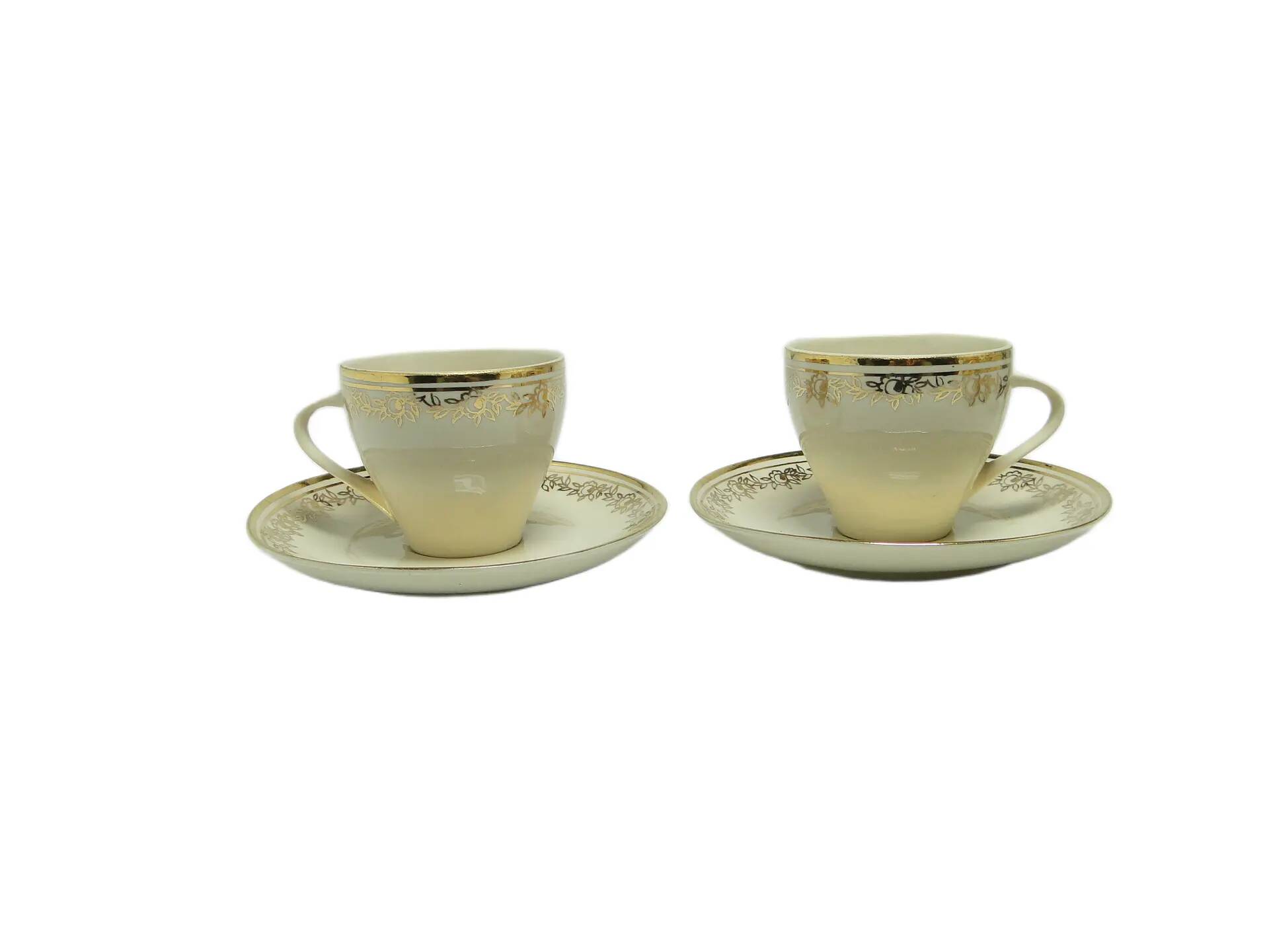 Pair of Ewa cups, modernism, ivory white porcelain, Poland, 1970s.