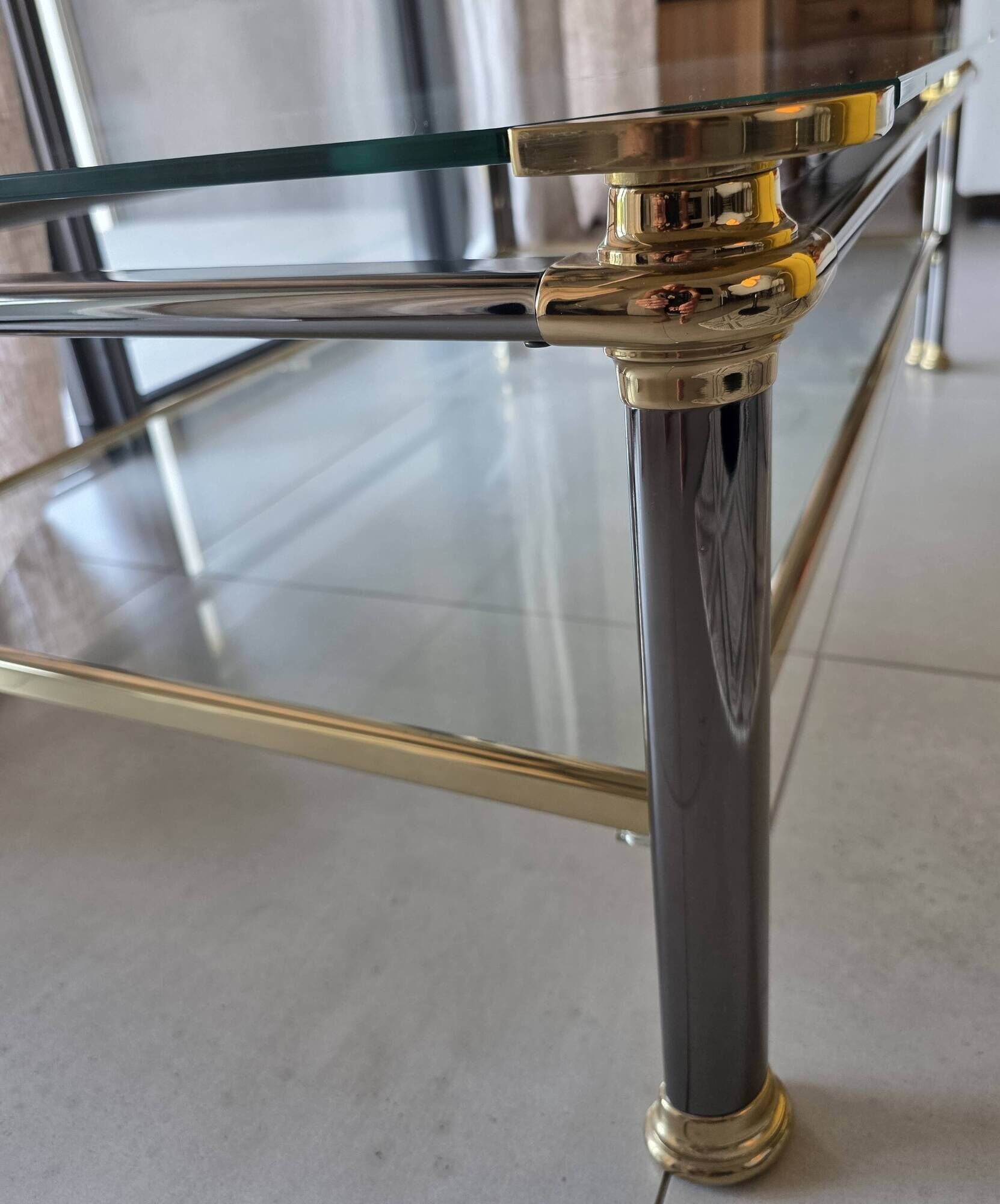Italian coffee table Mara in brass and glass