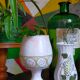 Three ancient lilac slurry vases
