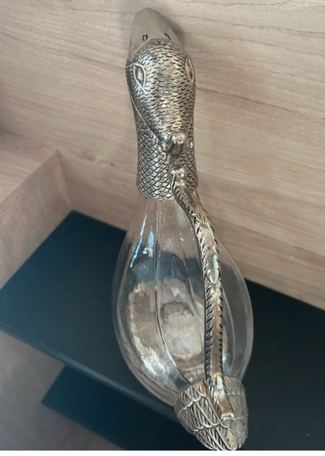 Silver-plated metal crystal decanter