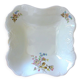 Square porcelain jatte with floral decoration