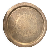 Old oriental tray in yellow copper