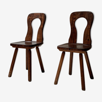 Pair of free-form wooden chairs, 1950S