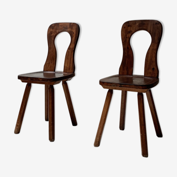 Paire de chaises forme libre en bois, 1950S