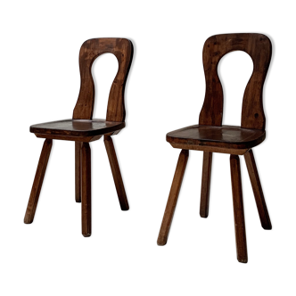 Pair of free-form wooden chairs, 1950S