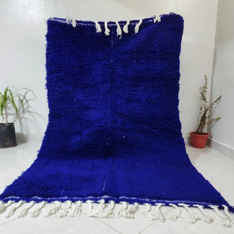 Moroccan blue wool rug 250cm x 150cm