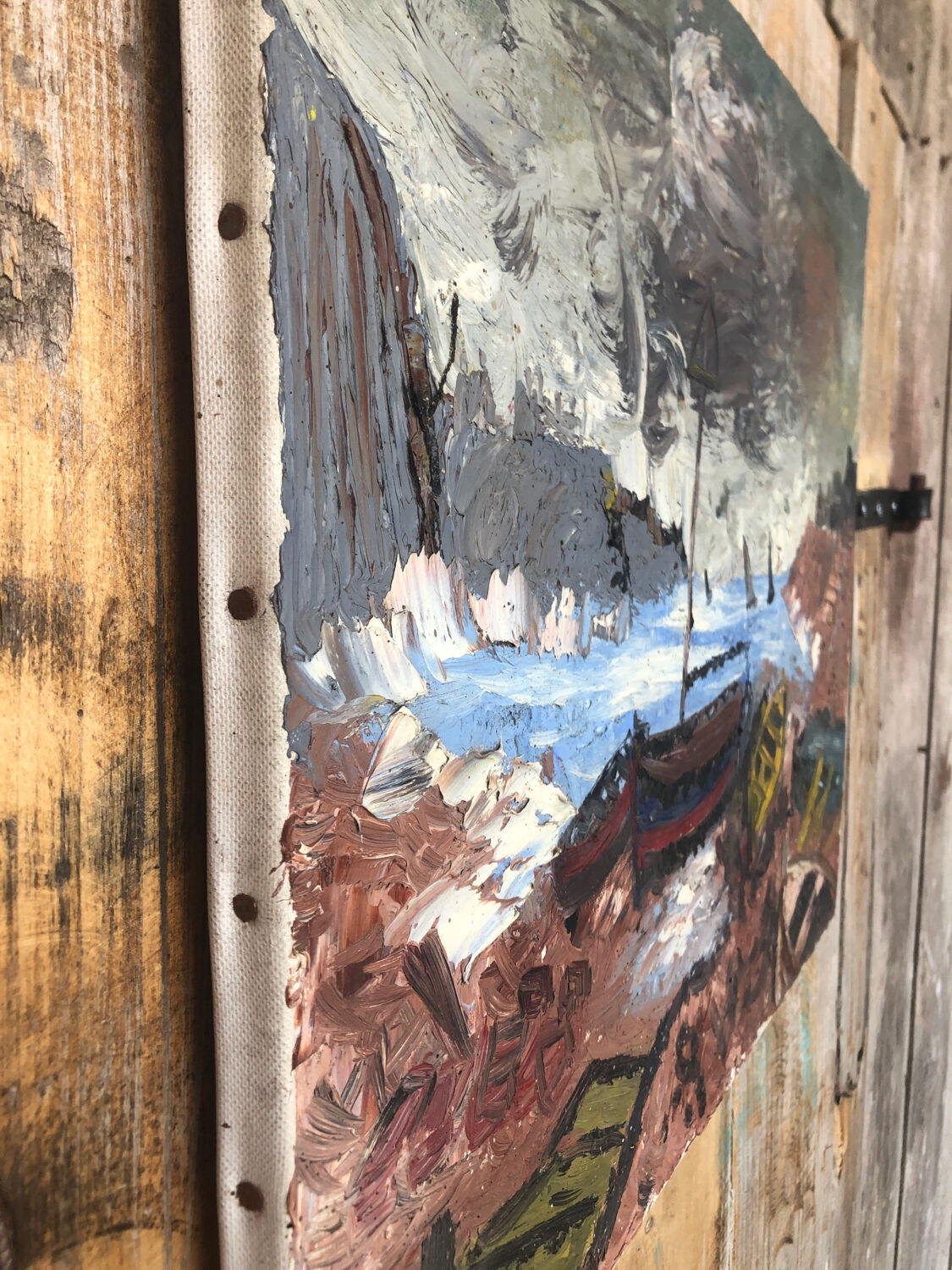 Oil painting on canvas THE TORMENT 1982 Vintage #A216