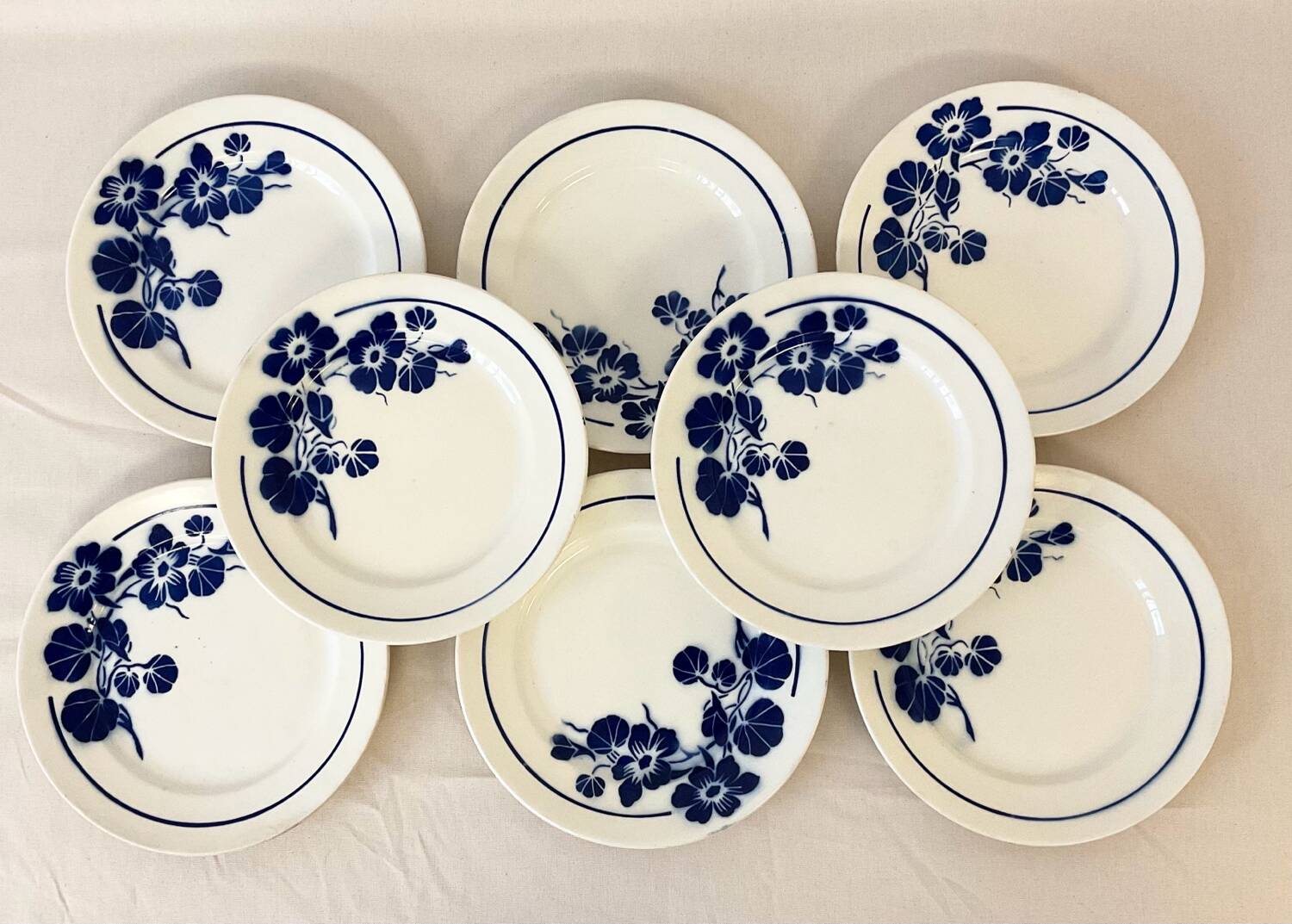 Set of 8 flat plates Badonviller Capucine – French earthenware