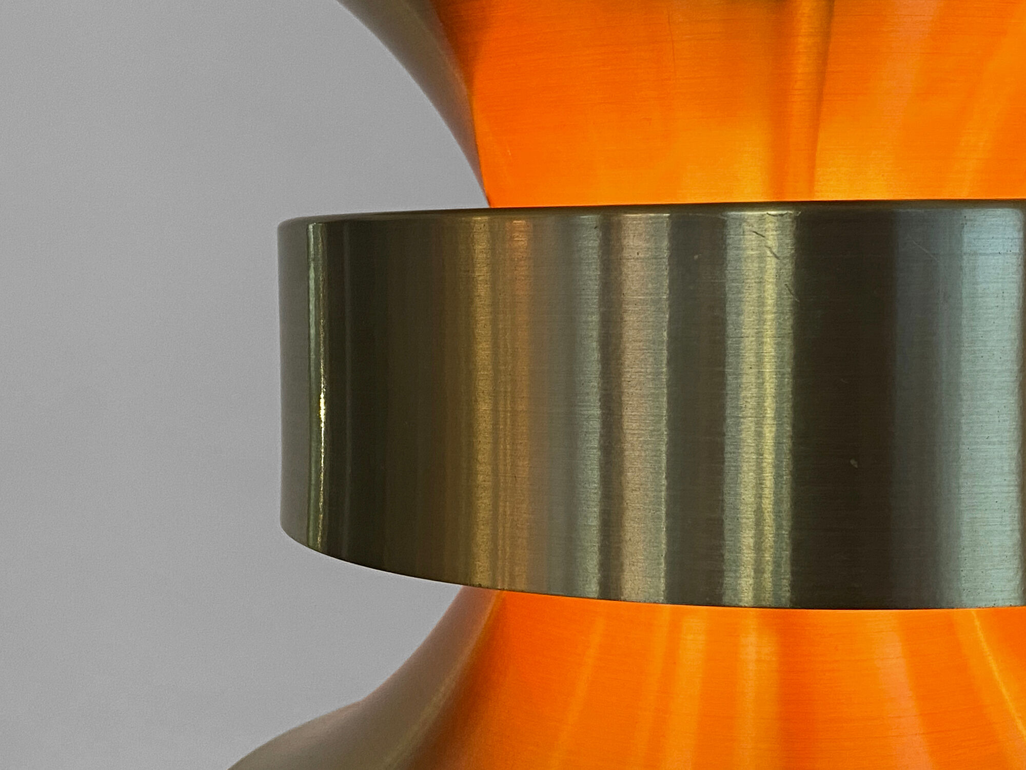 Pendant light in golden brushed aluminum by lyskaer belysning. denmark 1970s