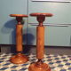 Duo of turned wooden ancinne selettes