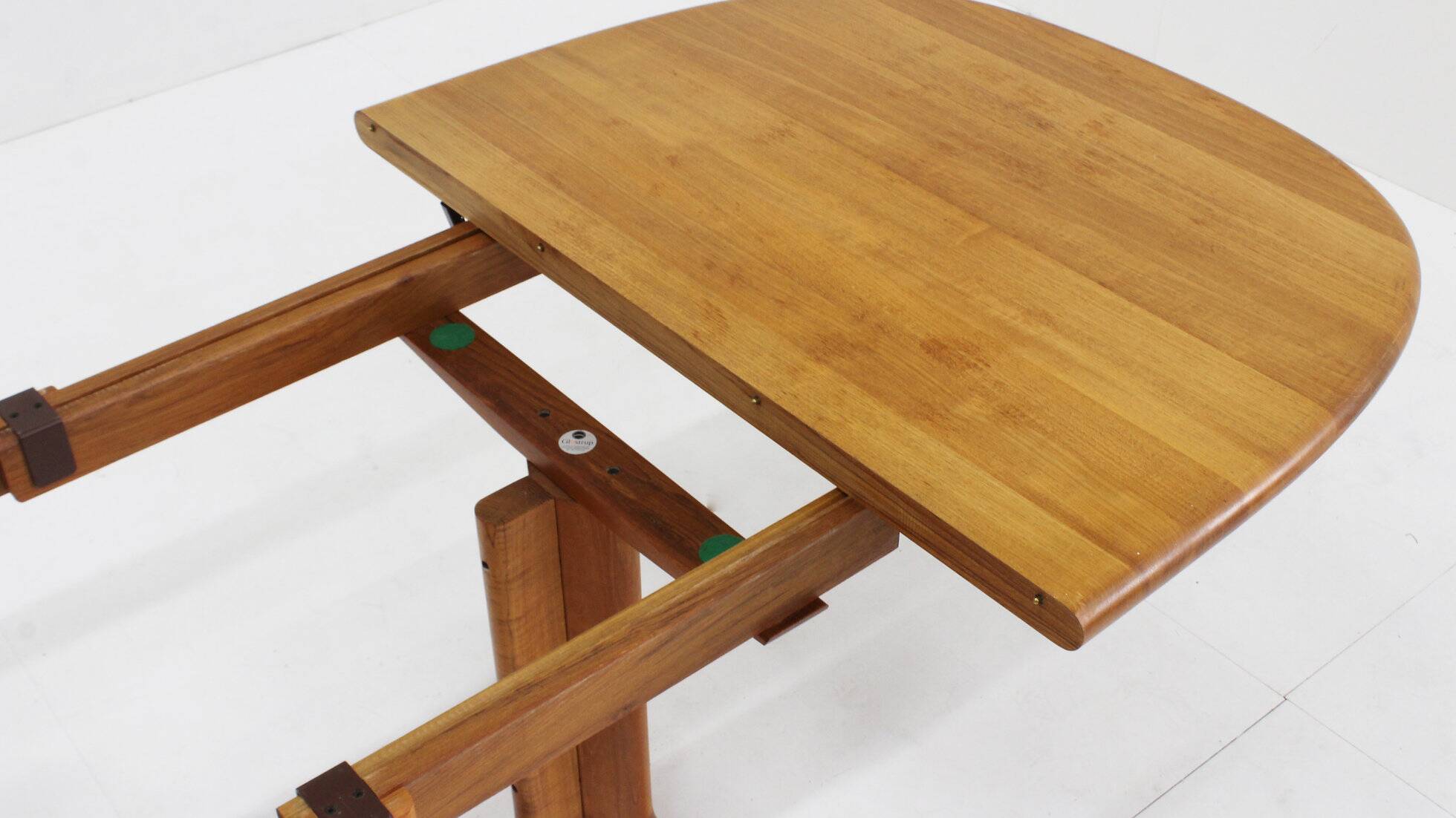 Vintage Glostrup Danish oval extendable dining table solid teak 1960s