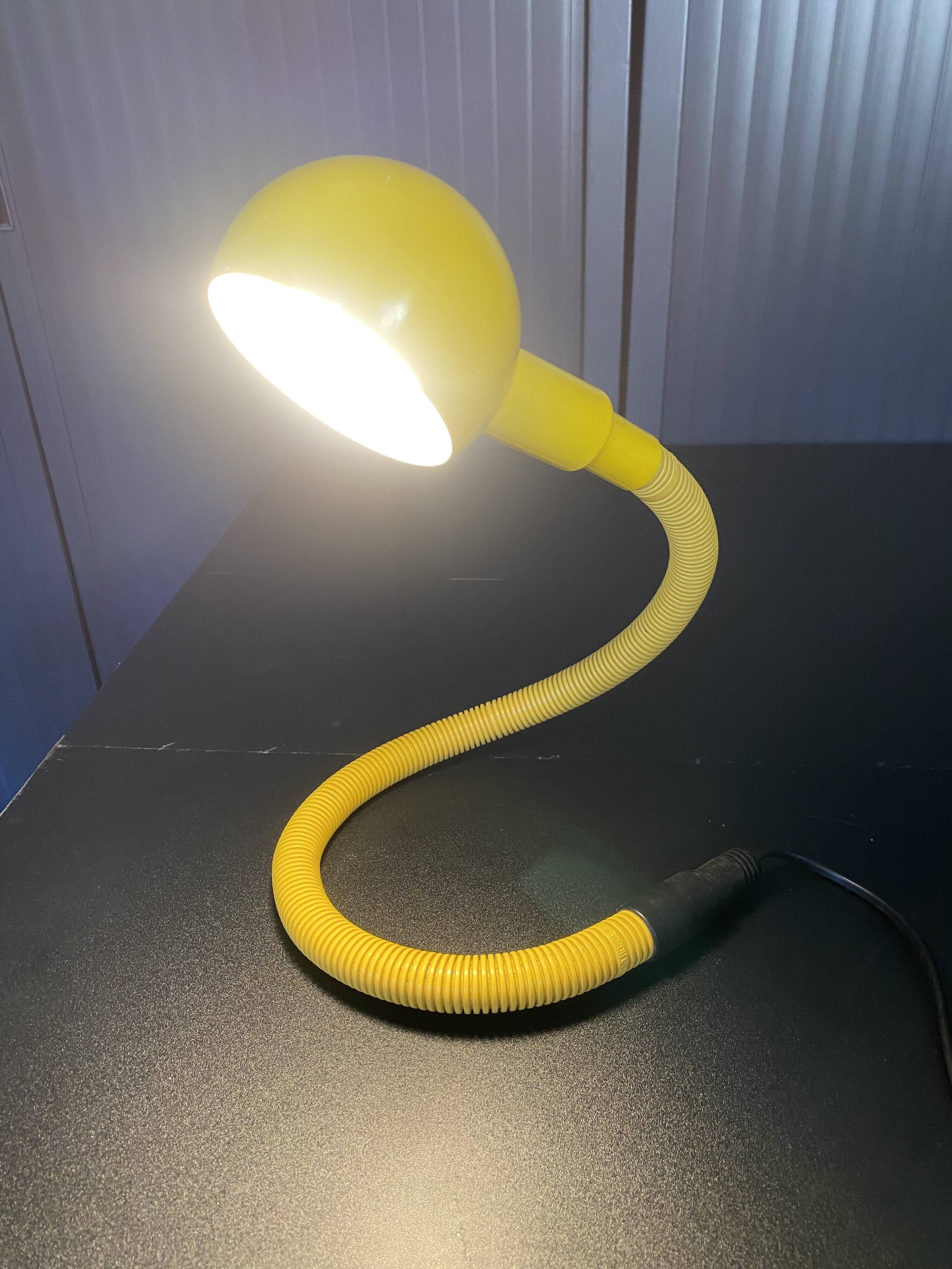 Yellow Hebi lamp by Isao Hosoe for Valenti, vintage pop yellow from the 1970s.