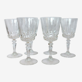 6 verres à vin cristal taillé vintage Cristal d'Arques Chantelle Lady victoria