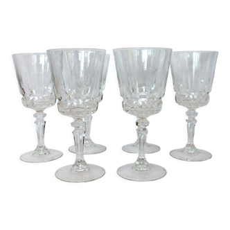 6 verres à vin cristal taillé vintage Cristal d'Arques Chantelle Lady victoria