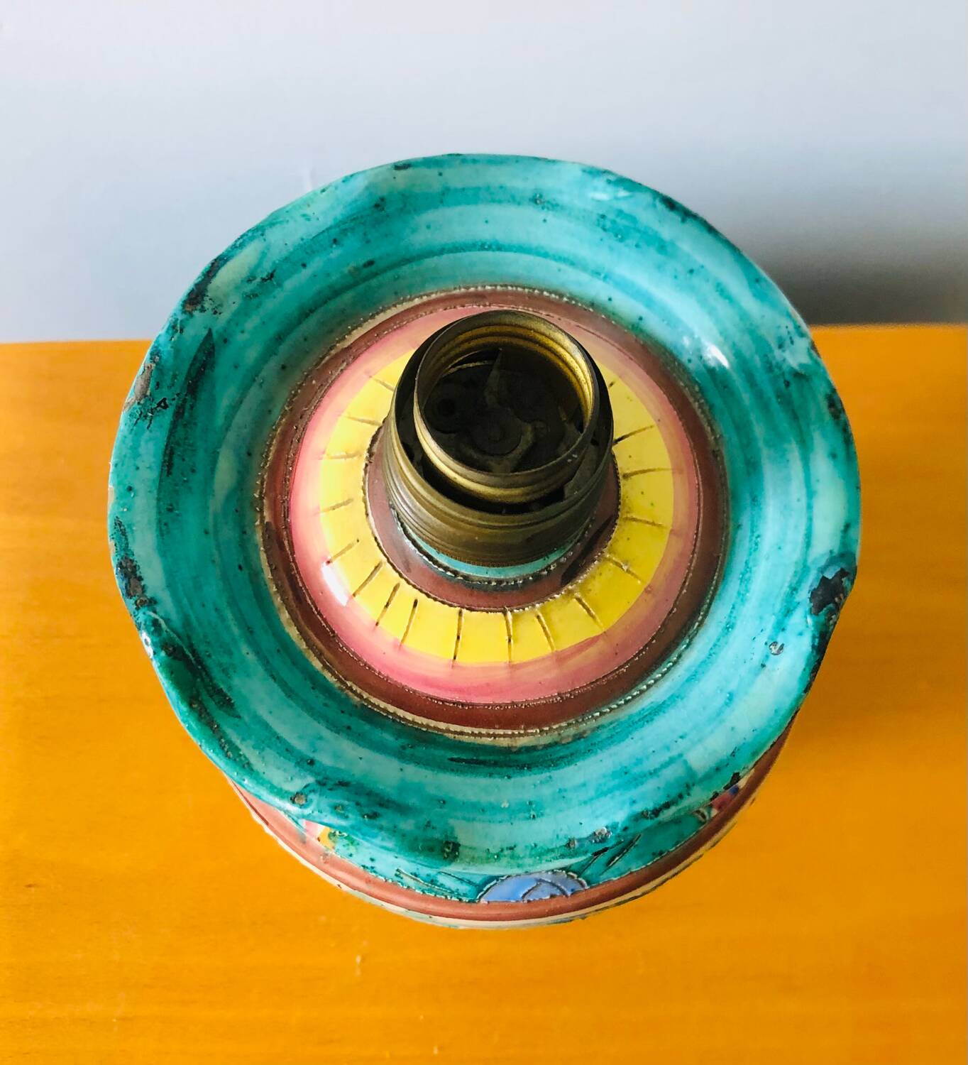 Majolica Italy ceramic lamp base