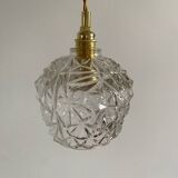 Vintage globe lamp in transparent molded glass