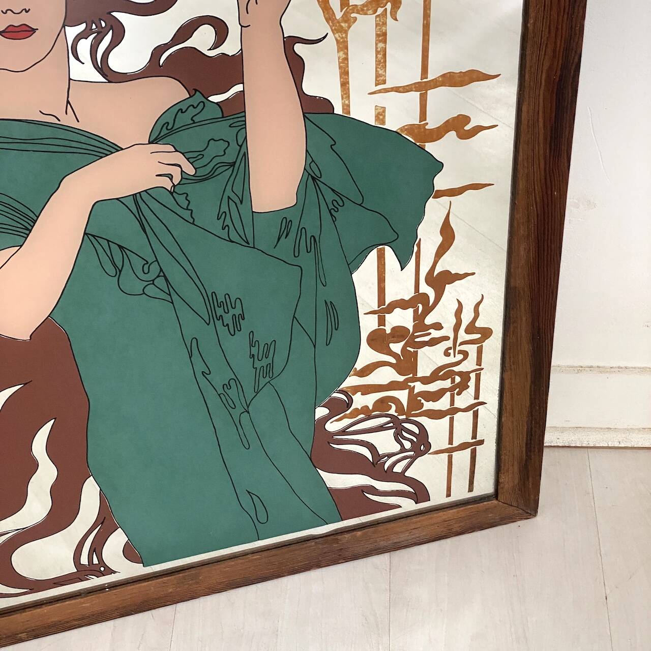 Advertising painted mirror Absinthe Robette Art Nouveau