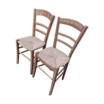 Pair of straw chairs