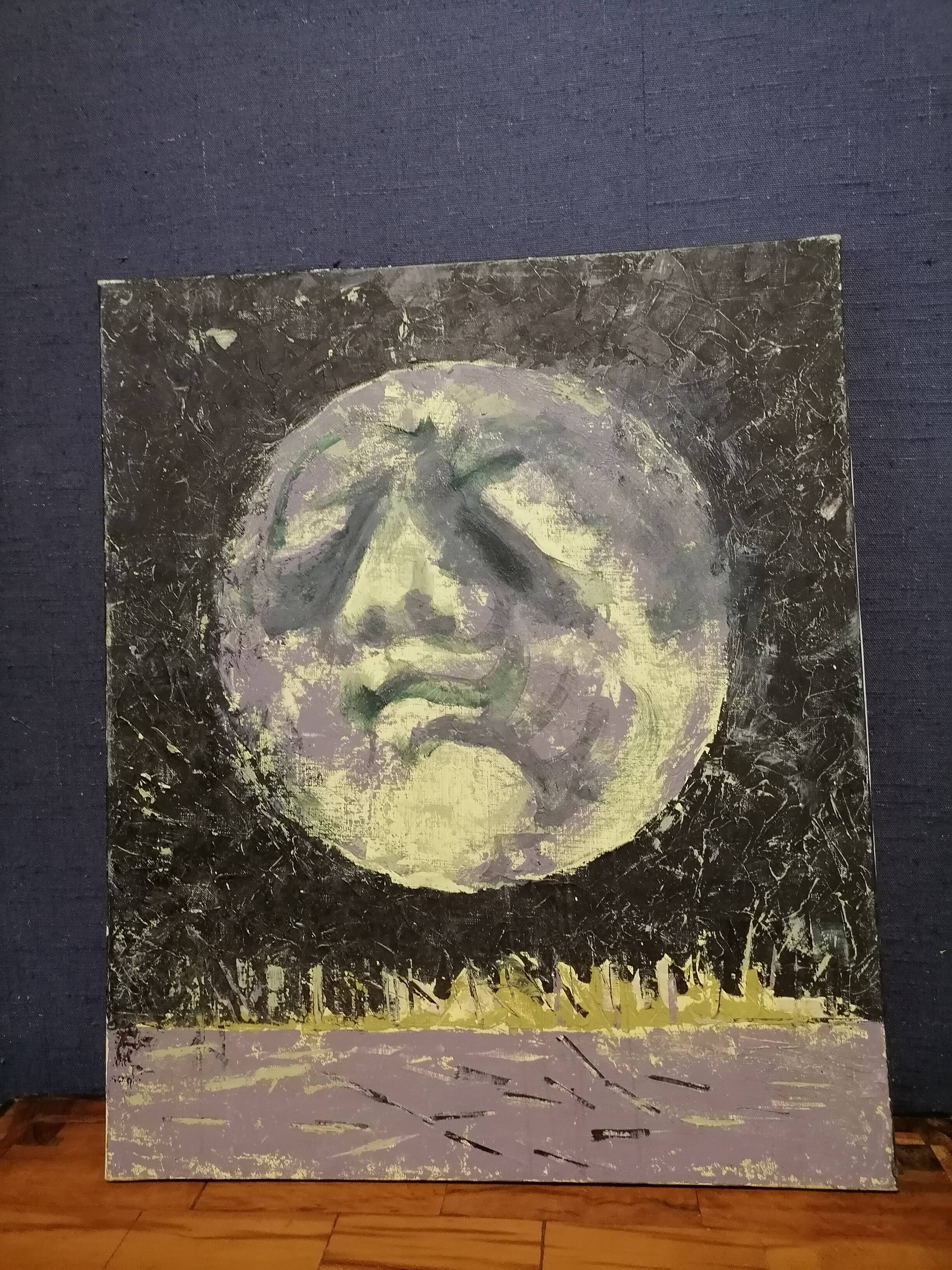 Contemporary moon painting on canvas