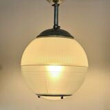 Pair of Holophane industrial design ball pendant lights