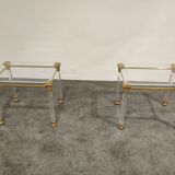 Vintage lucite and brass side tables, 1980s