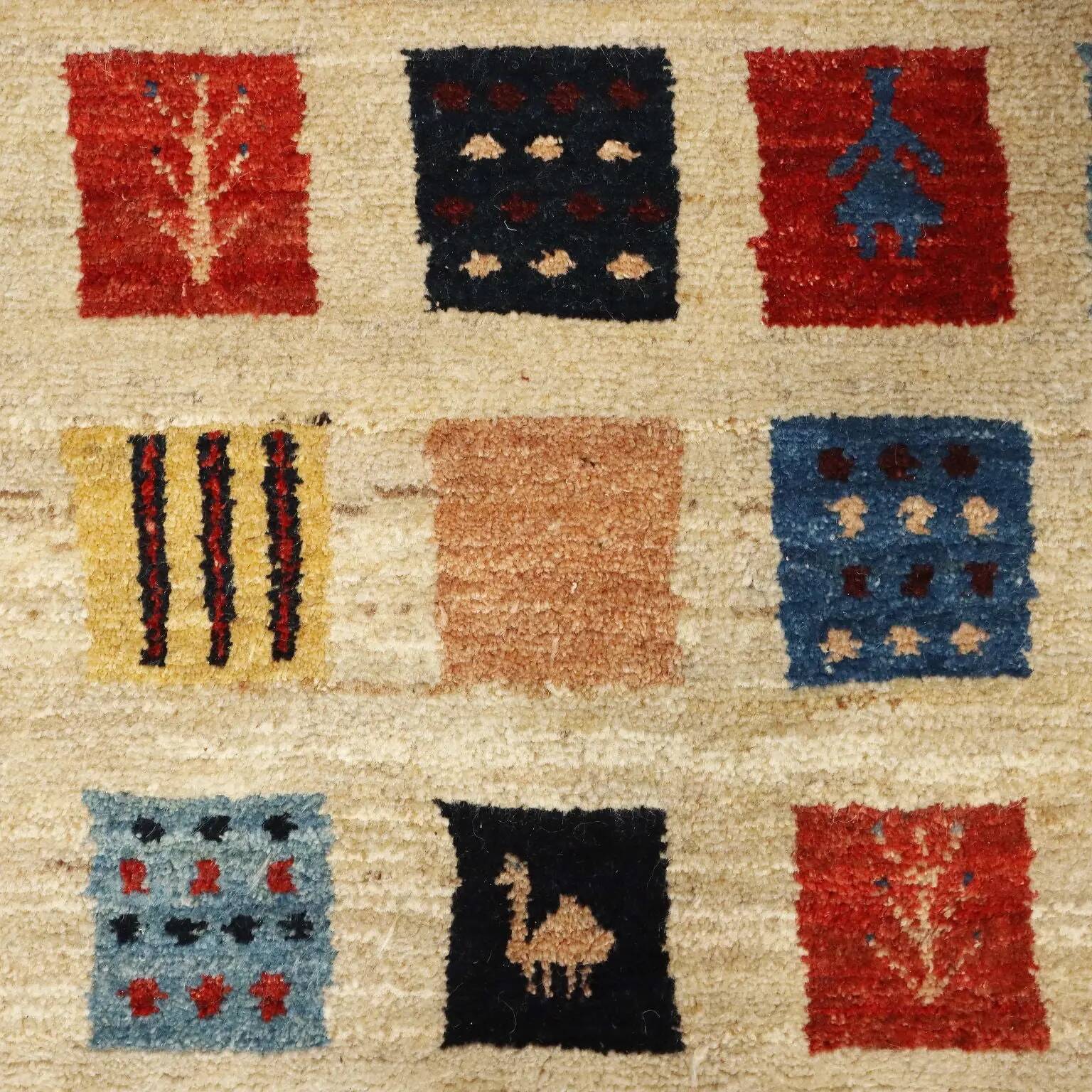 Ancient Asian wool rug, thick knotting, handmade 35 x 61 in.