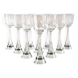 Set of 10 Flight wine glasses from the 60s