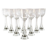 Set of 10 Flight wine glasses from the 60s