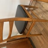 Series of 4 wooden & imitation leather chairs