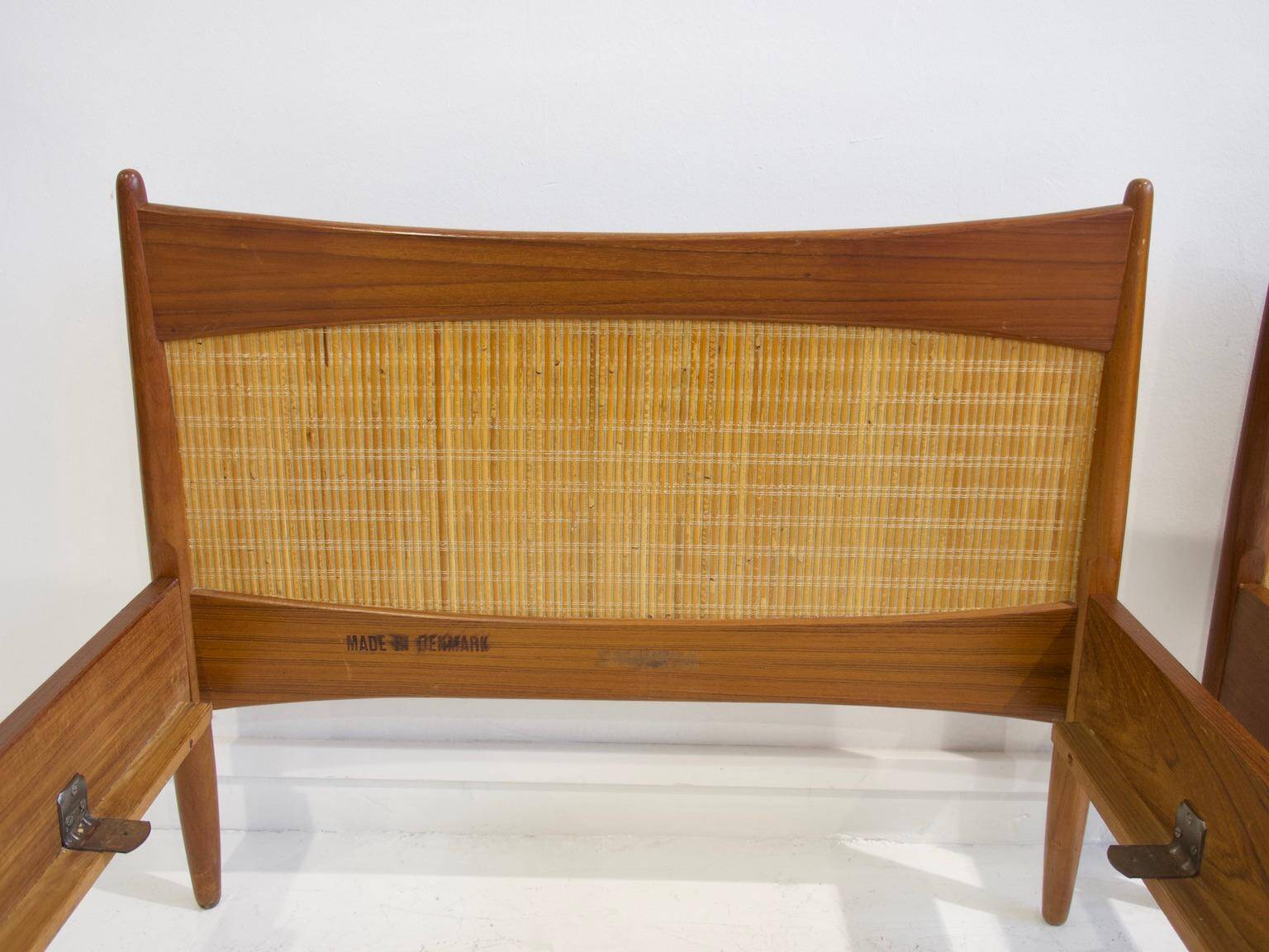 Pair of teak and rattan bed frames by Børge Mogensen
