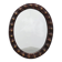 Spanish Brutalist Oval Mirror in Hand-Carved Wood with Brass Studs